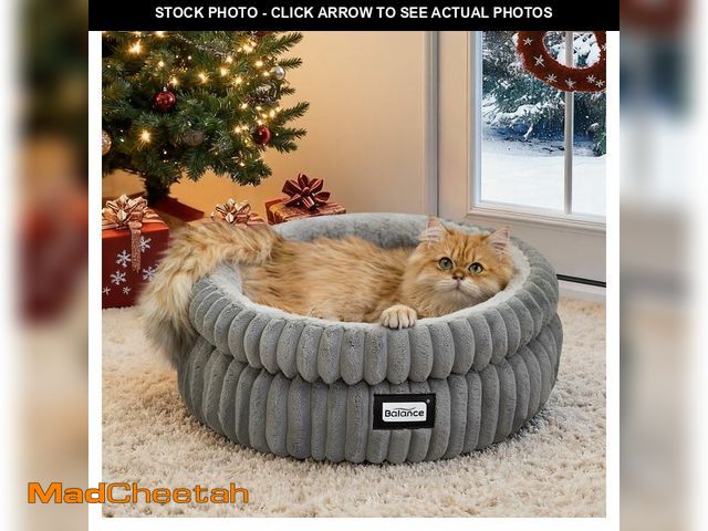 Lot 74-12709609 - BALANCE Cat Bed Kitten Bed, Washable Round Cat Beds for Indoor Cats, Super Soft Plush Faux Fur Pet B...