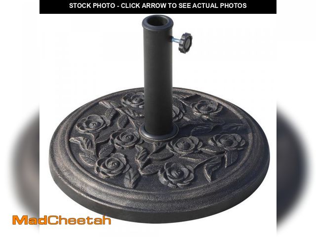 Lot 74-12517926 - Outsunny 18 in. Round Decorative Resin Rose Floral Patio Umbrella Base with Elegant Bronze Finish an...