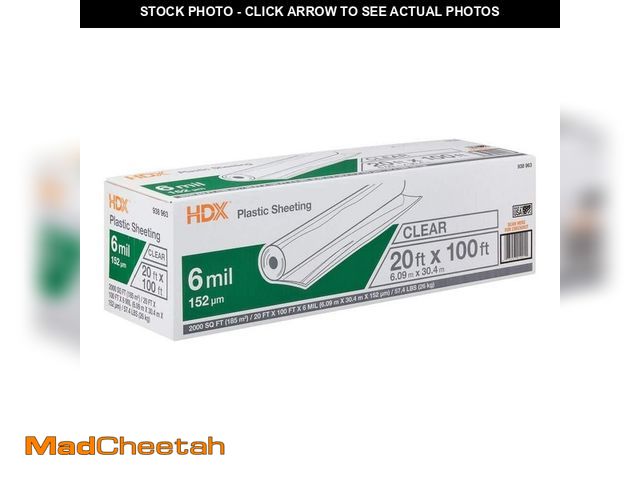 Lot 74-14292643 - HDX 20 ft. x 100 ft. Clear 6 mil Plastic Sheeting - UNUSED