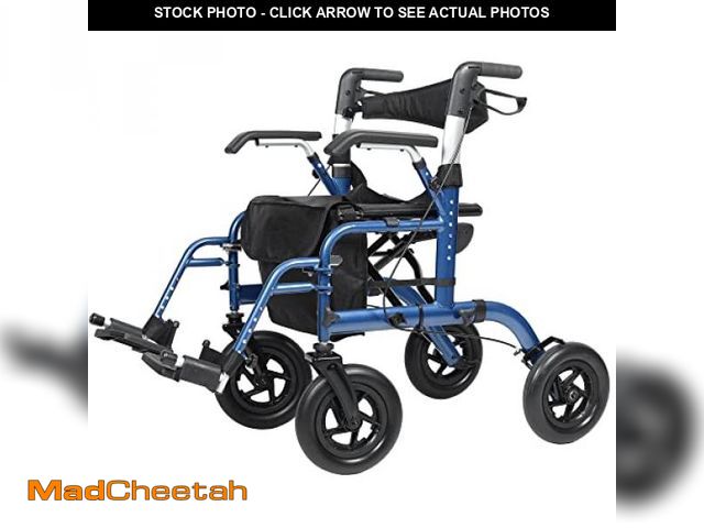 Lot 74-12045637 - ELENKER All-Terrain 2 in 1 Rollator Walker &amp; Transport Chair, Folding Wheelchair with All 10" Wh...