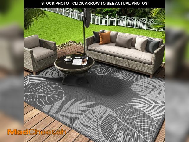 Lot 74-12048390 - COCOER Tropical Outdoor Rug 5x8 Reversible-Waterproof Patio Rug-Quick Dry Outdoor Carpet-Outdoor Are...
