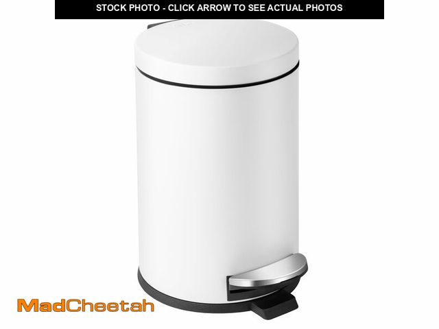 Lot 74-14332382 - Cesun 1.2 Gallons Small Trash Can with Lid, White Bathroom Garbage Can with Foot Pedal, Mini Round W...