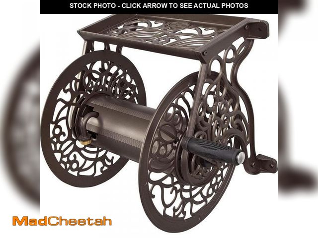 Lot 74-12365195 - Hampton Bay 125 ft. Aluminum Decorative Garden Hose Wall Mounted Reel - UNUSED
