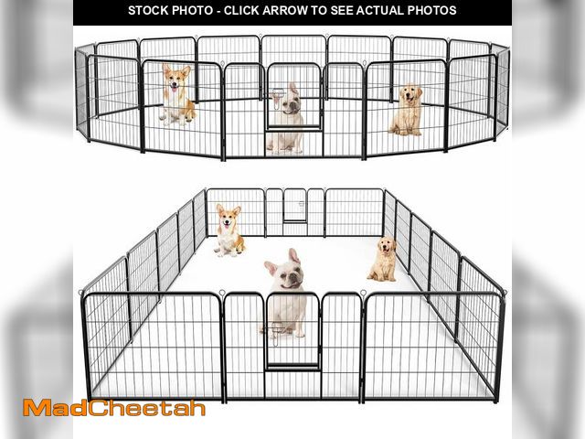 Lot 74-12671003 - SMUG Heavy-Duty Iron Dog Playpen - 16 Panels 24" Durable, Rust-Resistant Pet Fence for Indoor &amp; ...
