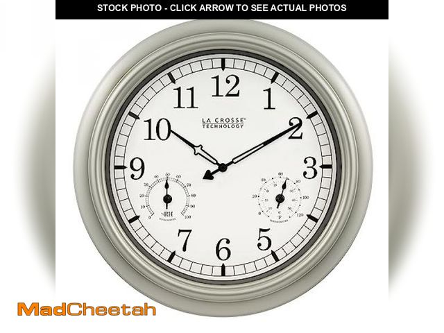 Lot 74-12098324 - La Crosse Technology WT-3181PL-Q Quartz Indoor/Outdoor Wall Clock, 18" - UNUSED