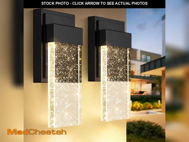 Lot 74-10822619 - BesLowe Outdoor Wall Light Fixtures with Crystal Bubble Glass, Waterproof Exterior Sconces LED Wall ...