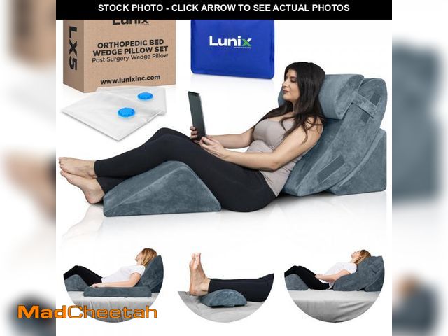 Lot 74-12164795 - (MISSING ACCESSORIES) Lunix 4pcs Orthopedic Bed Wedge Pillow Set, Post Surgery Memory Foam for Back,...