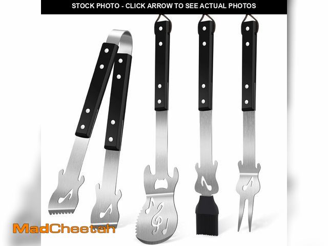 Lot 74-14268747 - Jingmore 4 Pcs Guitar Gifts for Dad Men Father's Day Grill BBQ Guitar Gift Spatula Tong Fork Heavy D...