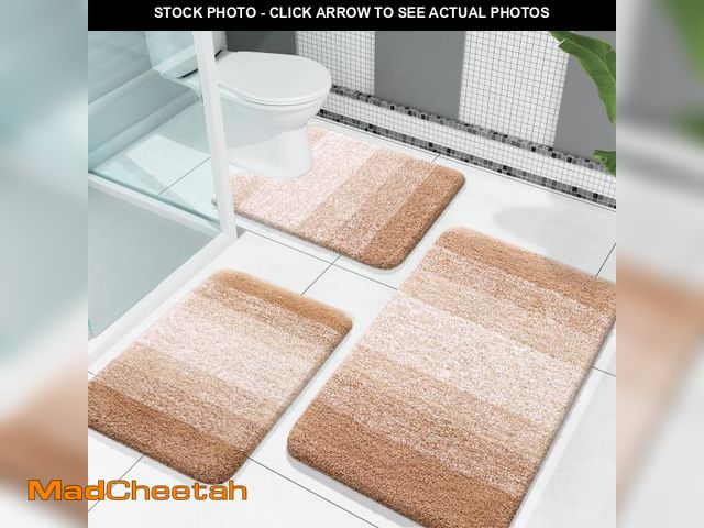 Lot 74-11554639 - OLANLY Bathroom Rugs Sets 3 Piece, Soft Absorbent Microfiber Bath Mats and U-Shaped Contour Toilet R...