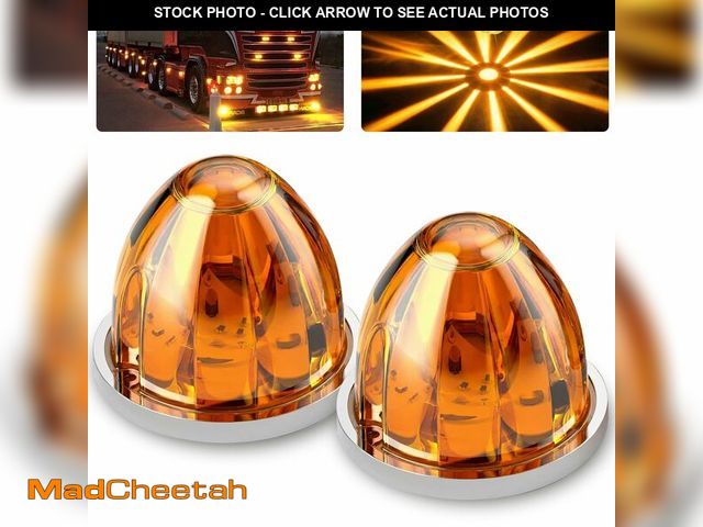 Lot 74-14144311 - Aila 2Pcs Amber Watermelon LED Marker Lights for Truck, Dual Function Strobe + Steady Modes, 12V-24V...