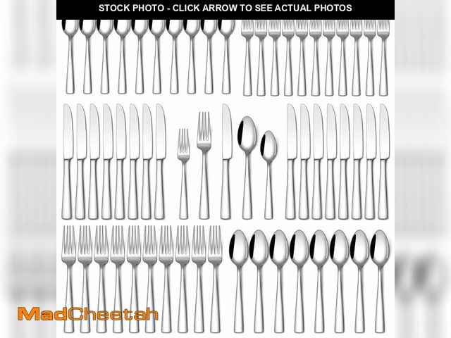 Lot 74-14153225 - Stapava 60 Piece Silverware Set, Food-Grade Stainless Steel Flatware Sets for 12 Mirror Polished Cut...