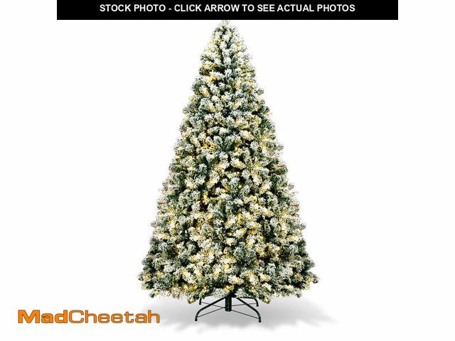 Lot 74-13043474 - Costway CM22870US 7.5Ft Pre-Lit Premium Snow Flocked Hinged Artificial Christmas Tree w/550 Lights -...