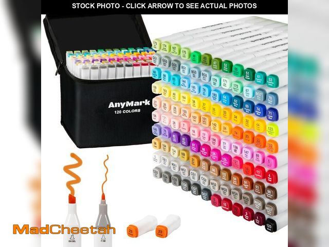 Lot 74-12600297 - AnyMark Alcohol Markers, 120 Colors Dual Tip Art Coloring Markers Set for Kids Adult Book Drawing Sk...