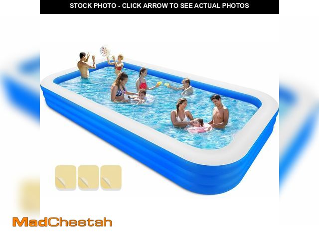 Lot 74-12502345 - Large Inflatable Swimming Pool, 145" X 74" X 22" Extra Large Blow-Up Kiddie Pool with Repair Patch, ...