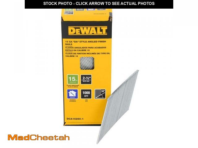 Lot 74-12491824 - DEWALT 2-1/2 in. x 15-Gauge 34-Degree DA Bright Finish Nails (1000-Pack) - UNUSED