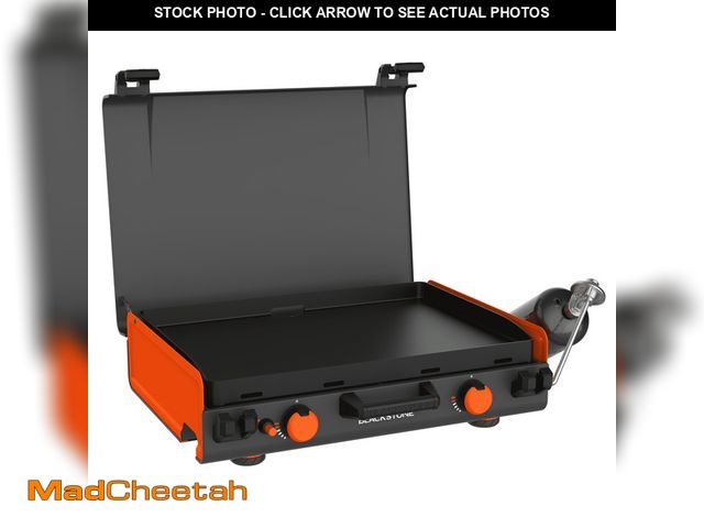 Lot 74-12726742 - Blackstone Adventure Ready 20âx14â 2-Burner Propane Camping Griddle with Latching Hood and Handl...