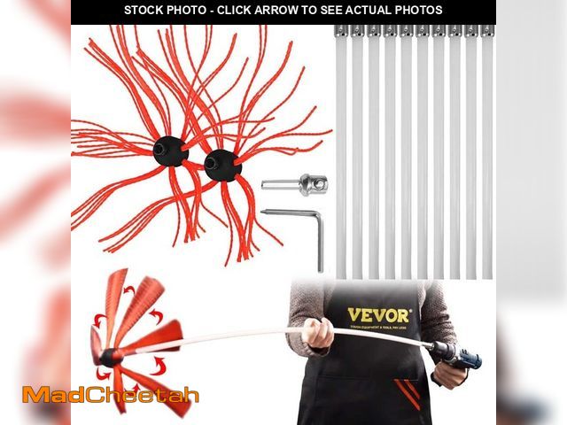 Lot 74-12746818 - VEVOR Chimney Sweep Kit 33 ft. Chimney Brush Kit with 10 Nylon Rods and 2 Brush Head Rotary Chimney ...