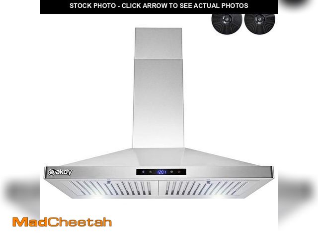 Lot 74-12690513 - AKDY 30 in. Convertible Kitchen Wall Mount Range Hood in Stainless Steel with LEDs, Touch Control an...