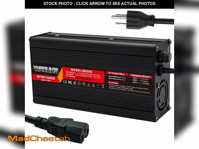 Lot 74-14215007 - WAOUKS 58.8V 6A Charger 52V Li-ion Battery Charger Black Aluminum Case with Switch Cooling Fan DC Ou...