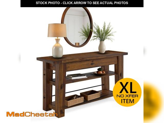 Lot 74-13090369 - Alaterre Furniture Durango 54 in. Brown Standard Rectangle Wood Console Table with 2-Shelves - UNUSE...