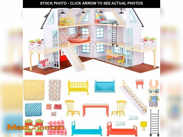 Lot 74-13331472 - Honey Bee Acres Buzzby Farmhouse, Dollhouse Playset with Miniature Doll Figure, Furniture and Access...