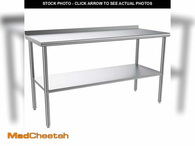 Lot 74-13775324 - Ktaxon 60" x 24'' Stainless Steel Worktables Workbenches, Commercial Work Table for Prep, with Backs...