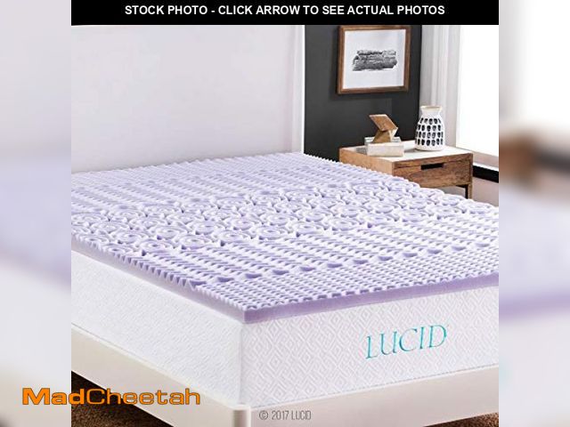 Lot 74-12137845 - Lucid Lavender Infused 2 Inch Memory Foam Mattress Topper - Twin XL Size - Plush Feel - 5 Convoluted...