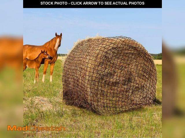 Lot 74-13720572 - TONGMO 5x5 ft Round Bale Hay Net for Horses &amp; Livestock - Slow Feeder Hay Nets with 2 inches Hol...