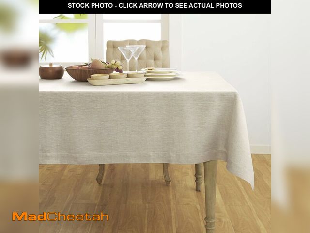 Lot 74-13205033 - Solino Home Linen Tablecloth 60 x 108 Inch - 100% Pure Linen Light Natural Table Cloth for Rectangle...