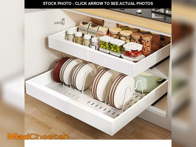 Lot 74-13836254 - Seinloes 6 Pack Pull out Cabinet Organizer 21"Deep with Raising Pad for Framed Cabinets, Expandable ...