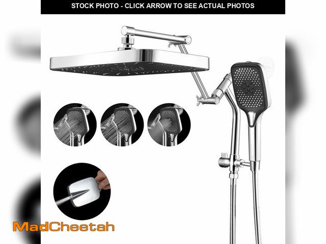 Lot 74-13523509 - Psylc 14" High Pressure Rain/Rainfall Shower Heads With Handheld Spray Combo (3+1 Settings &amp; Bui...