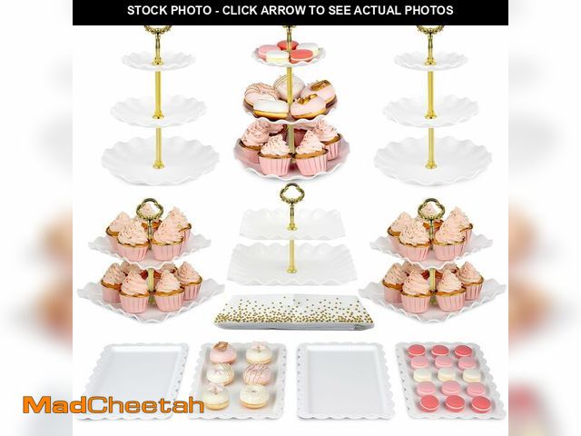 Lot 74-14151398 - Pack of 11 NWK Cake Stand Set, with 3 x Two-Tier and 3 x Three-Tier Cupcake Stands, 4 x Appetizer Tr...