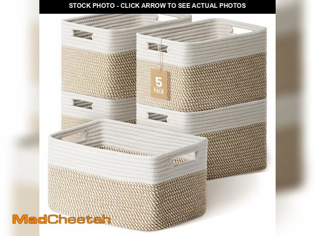 Lot 74-13967382 - Yilobi 5 Pack Woven Storage Baskets for Shelves, Decorative Basket Organizer Storage Bins for Toys, ...
