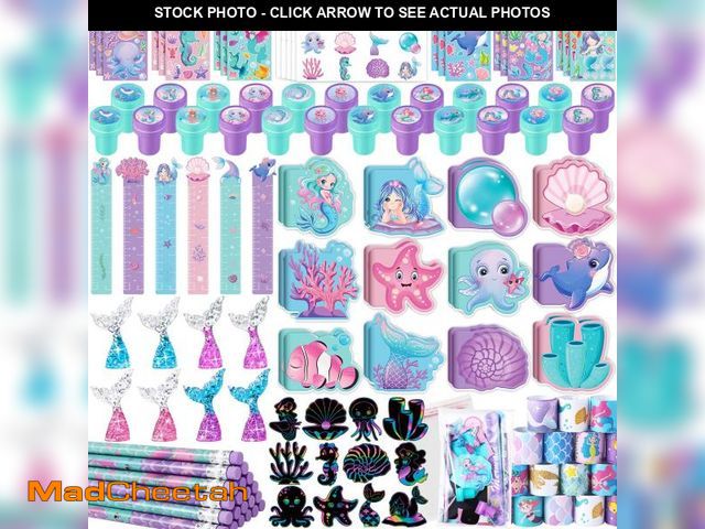 Lot 74-12213670 - BenLouis 120Pcs Mermaid Party Favors - Little Mermaid Pencils, Stickers, School Stationery Bulk for ...