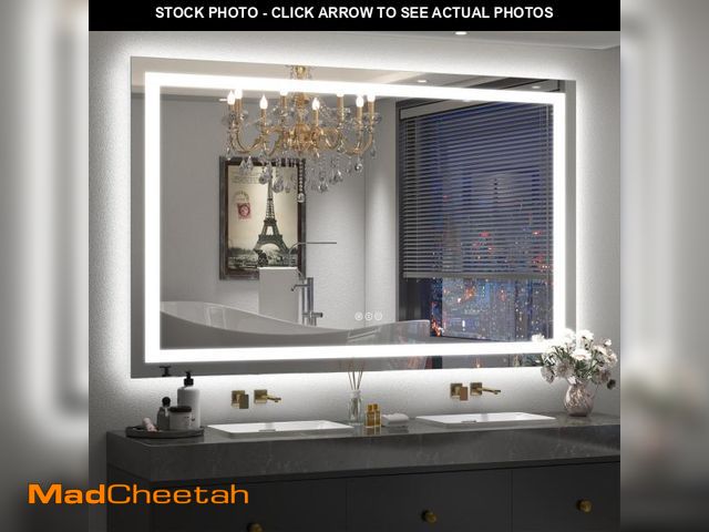 Lot 74-12428305 - CHARMOR LED Bathroom Mirror 57x36 Inch, Lighted Vanity Mirrors for Wall, Front Lights and Backlit, D...