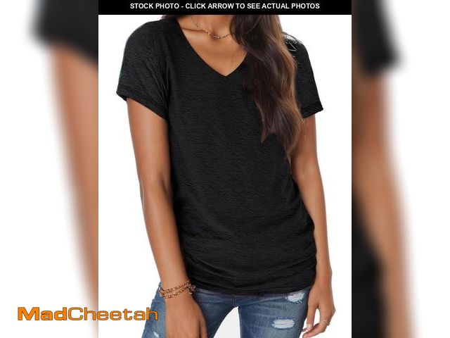 Lot 74-12385595 - Ryaiwi Solid Short Sleeve Shirts for Women, Soft V Neck Tshirts Shirts for Women Loose Fit Lightweig...