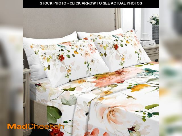 Lot 74-13956293 - YIYEA Floral King Size Sheets Set - 1800 Thread Count Brushed Microfiber Floral Bed Sheets for King ...