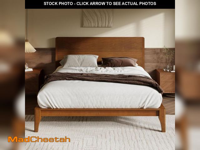 Lot 74-12297827 - Mid-Century Modern King Size Bamboo Wood Platform Bed - UNUSED