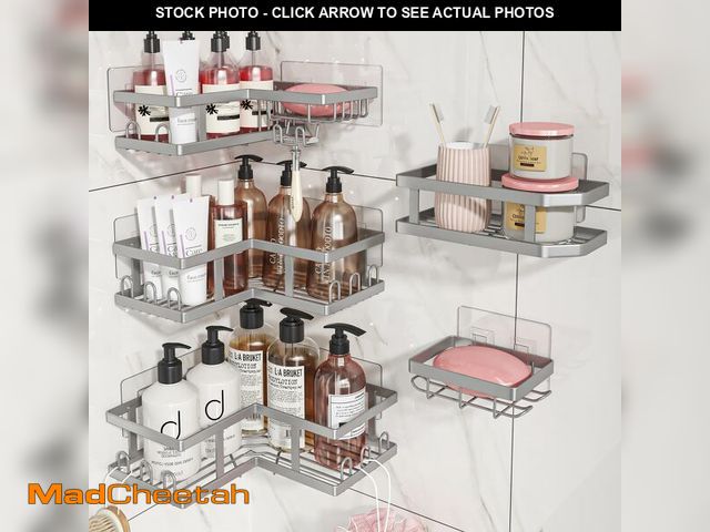 Lot 74-13550686 - Youvip Corner Shower Caddy-Organizer for Bathroom, Silver - UNUSED