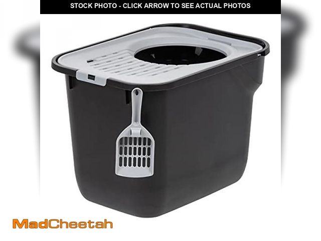 Lot 74-12510269 - IRIS USA Cat Litter Box, Large Cat Box Enclosure, Top Entry with Litter Catching Lid, Enclosed with ...