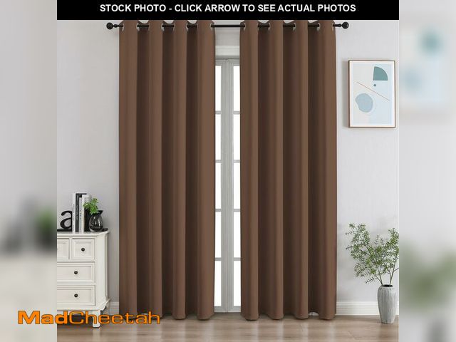 Lot 74-14207681 - CUCRAF Brown Blackout Curtains 108 inch Length, Thermal Insulated Room Darkening Small Window Curtai...