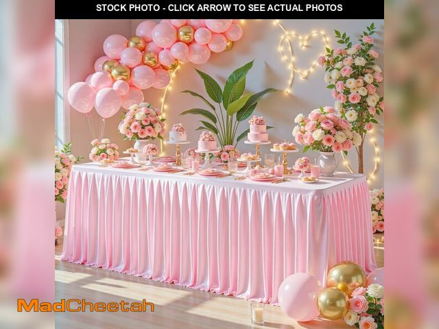 Lot 74-14422742 - 6ft Pink Satin Tablecloths for Rectangle Tables Shiny Spandex Table Cover - UNUSED