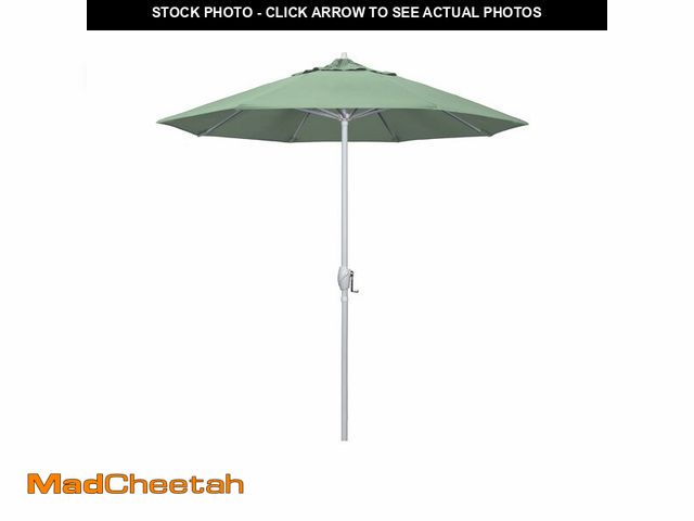 Lot 74-12898084 - California Umbrella 7.5' Rd Aluminum Patio Umbrella, Crank Lift, Auto Tilt, White Finish, 4yr Fade W...