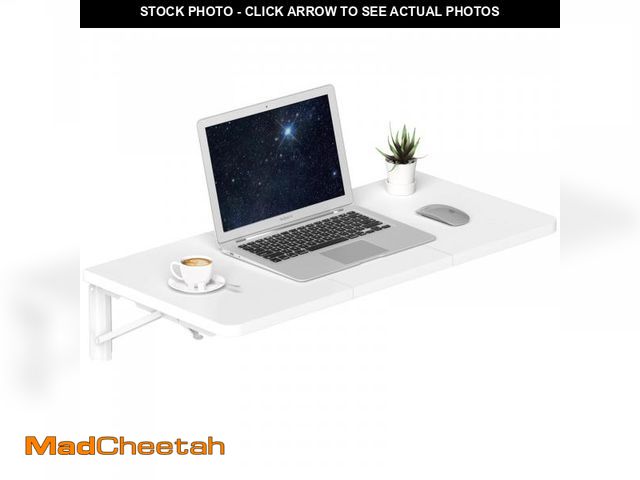 Lot 74-12443107 - TEAMIX Wall Mounted Desk, White Folding Table for Small Spaces, Wall Floating Desk with Heavy Duty B...