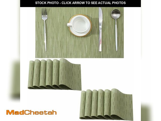 Lot 74-12677271 - Leetaltree Pea Green Placemats Set of 12 - Heat Resistant Non-Slip Place mats for Dining Table, Wash...