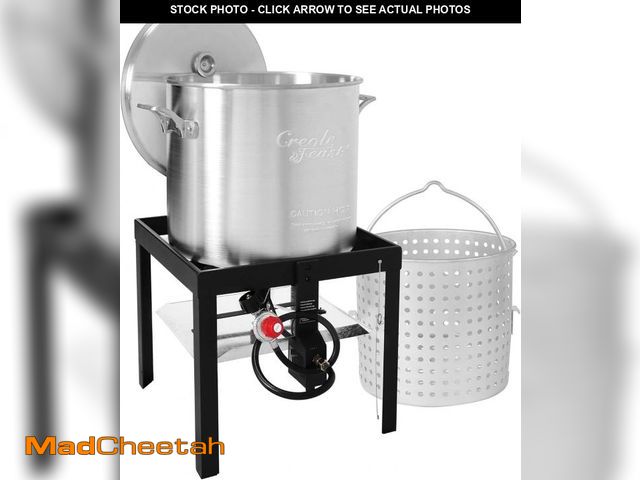 Lot 74-12352589 - Creole Feast SBK1001 100 Qt Seafood Boiling Kit with Strainer, Outdoor Seafood Boil Pot and Basket w...
