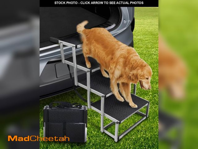 Lot 74-11551957 - Jovrun Foldable Dog Car Ramp for Large Dogs, 4 Steps Portable Large Dog Steps for Car Truck SUV High...
