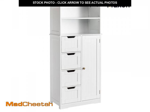 Lot 74-12481924 - (MISSING HARDWARE) Ktaxon Bathroom Floor Cabinet with 4 Drawers 1 Cupboard &amp; 2 Adjustable Shelve...