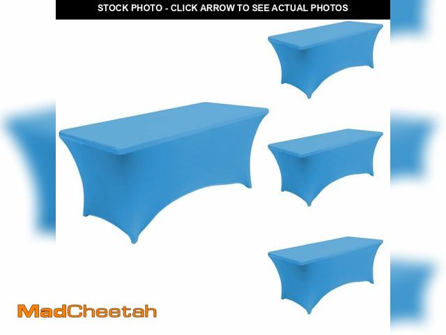 Lot 74-12701471 - HAORUI Spandex Tablecloth 6FT Turquoise 4Pack Thick,Soft,Vibrant Color,Wrinkle Resistant Stretch Rec...
