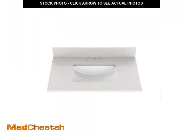 Lot 74-12280871 - Home Decorators Collection 31 in. W x 22 in D Quartz White Rectangular Single Sink Vanity Top in Sno...